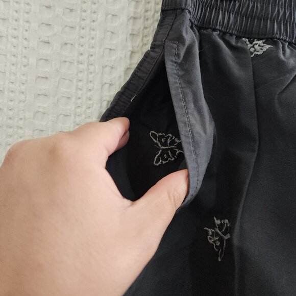 Urban Outfitters Embroidered 5” Nylon Short Gray Butterfly Y2K Inspired Large - Picture 10 of 13